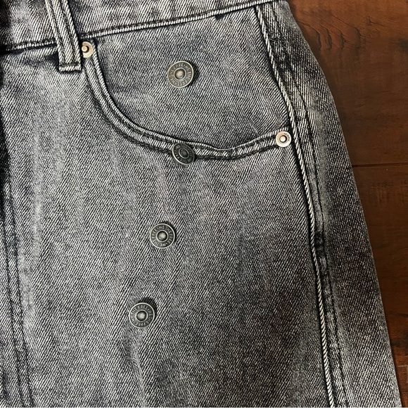 FREE PEOPLE We The Free Denim Parker Wrap Jean Mini Skirt Sulphur Black Size 26 - Picture 8 of 12